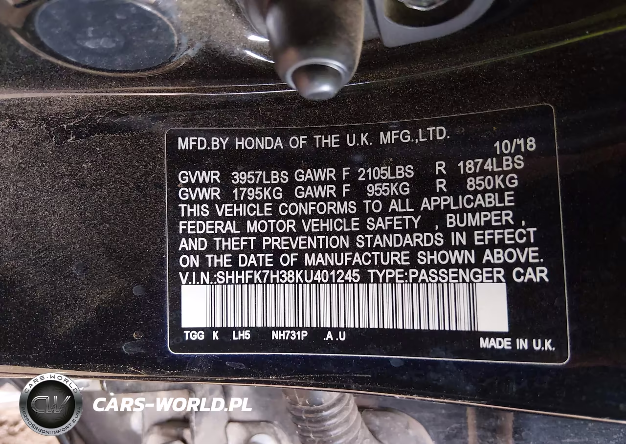 2019 Honda Civic Lx VIN:SHHFK7H38KU401245 - 9