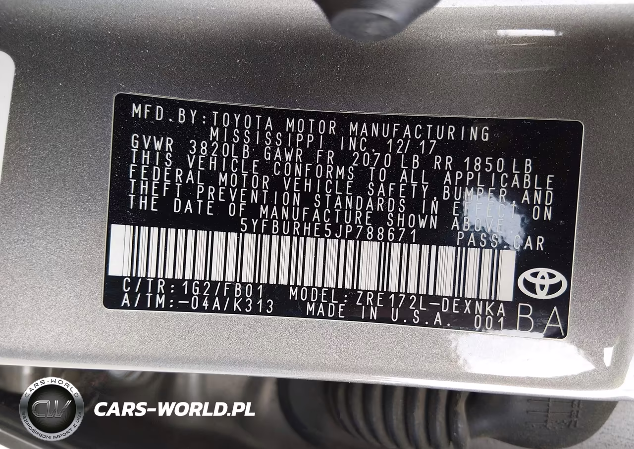 2018 Toyota Corolla Le VIN:5YFBURHE5JP788671 - 9