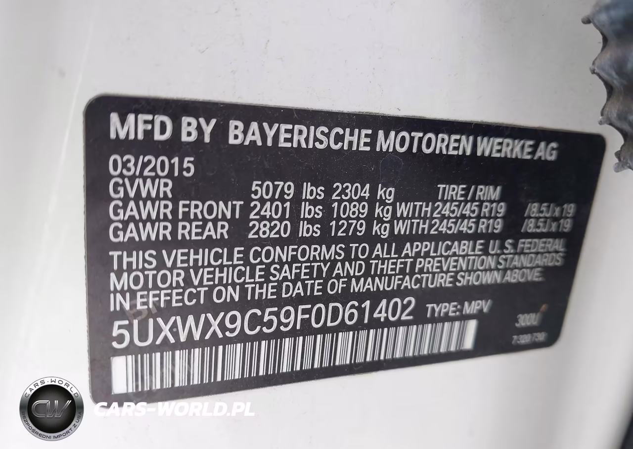 2015 BMW X3 xDrive28I VIN:5UXWX9C59F0D61402 - 9