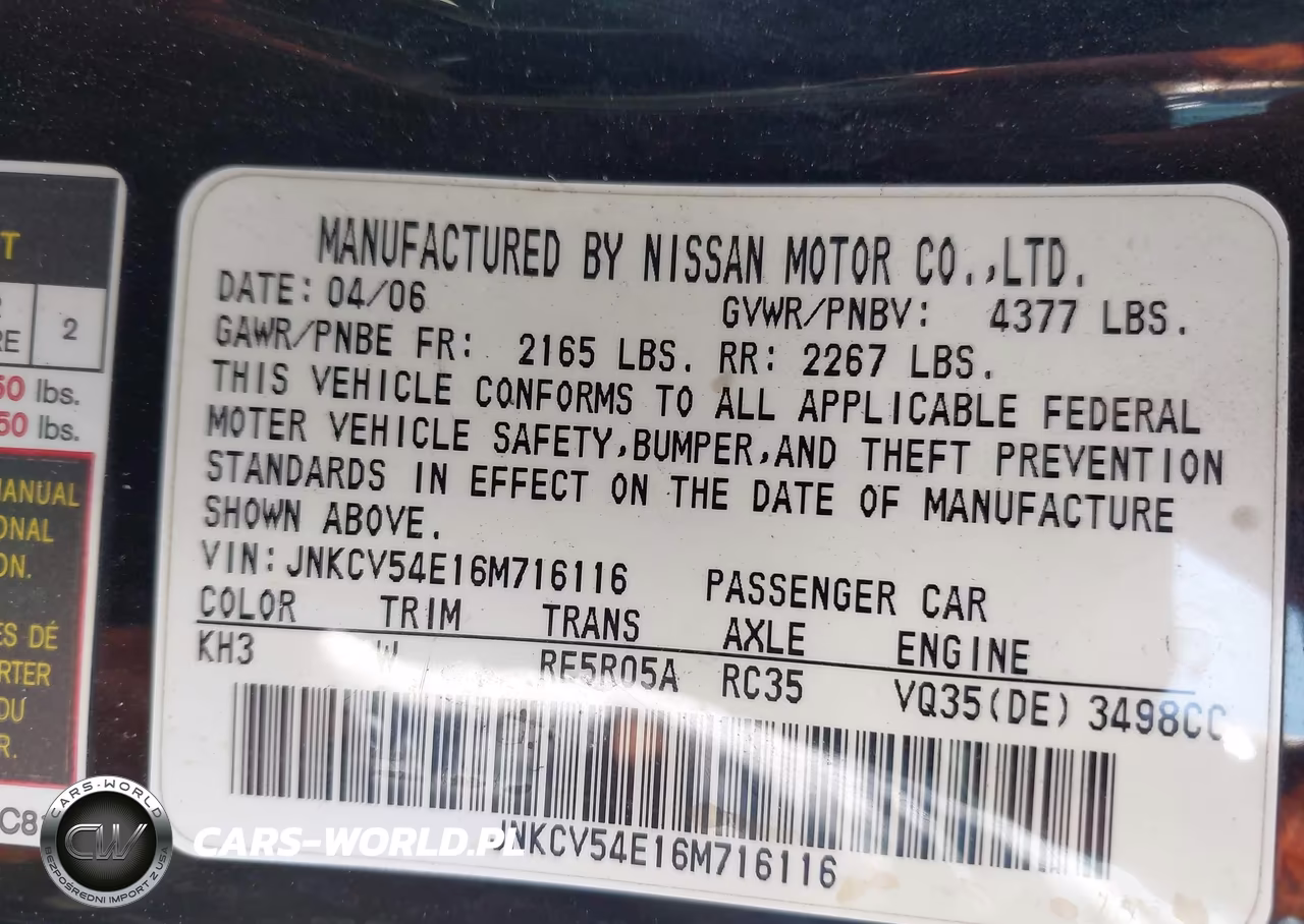 2006 Infiniti G35 VIN:JNKCV54E16M716116 - 9