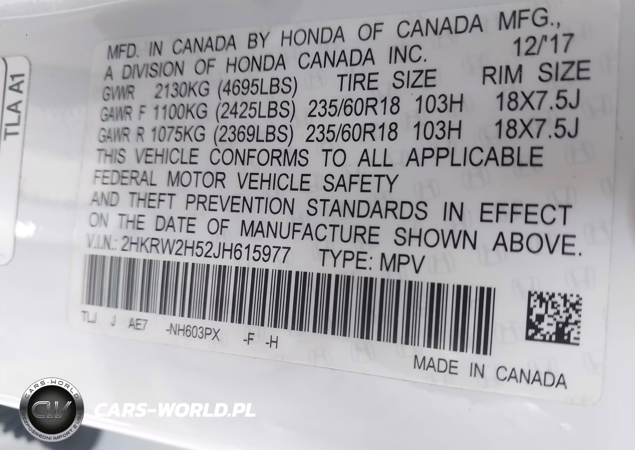 2018 Honda Cr-V Ex VIN:2HKRW2H52JH615977 - 9