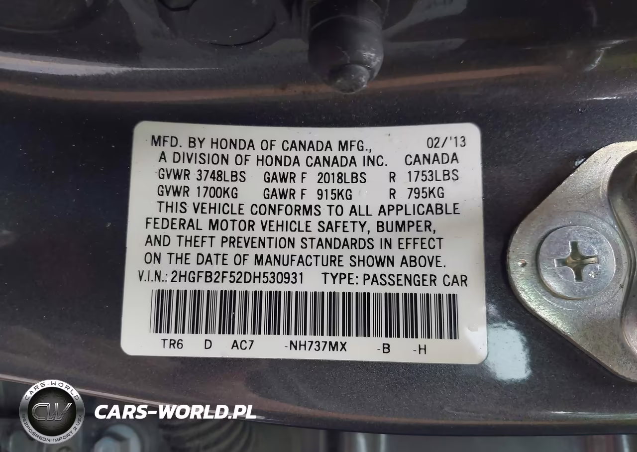 2013 Honda Civic Lx VIN:2HGFB2F52DH530931 - 9