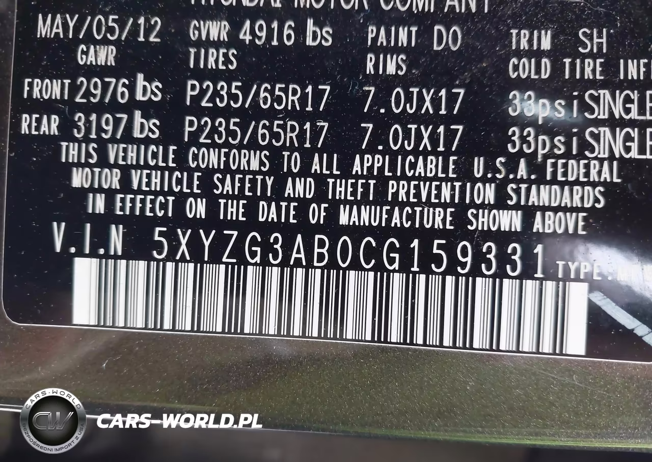 2012 Hyundai Santa Fe Gls VIN:5XYZG3AB0CG159331 - 9