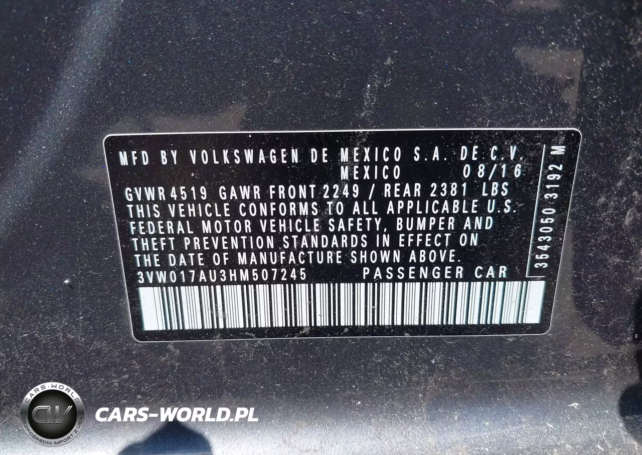 2017 Volkswagen Golf Sportwagen Tsi S VIN:3VW017AU3HM507245 - 9
