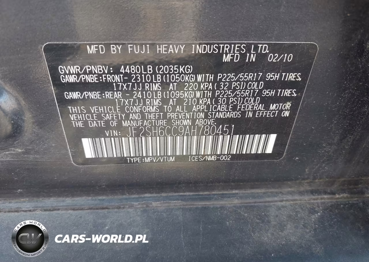 2010 Subaru Forester 2.5X Premium VIN:JF2SH6CC9AH780451 - 9