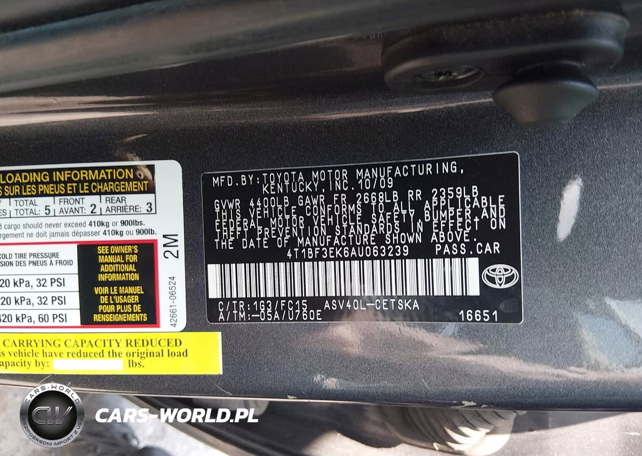 2010 Toyota Camry Se VIN:4T1BF3EK6AU063239 - 9