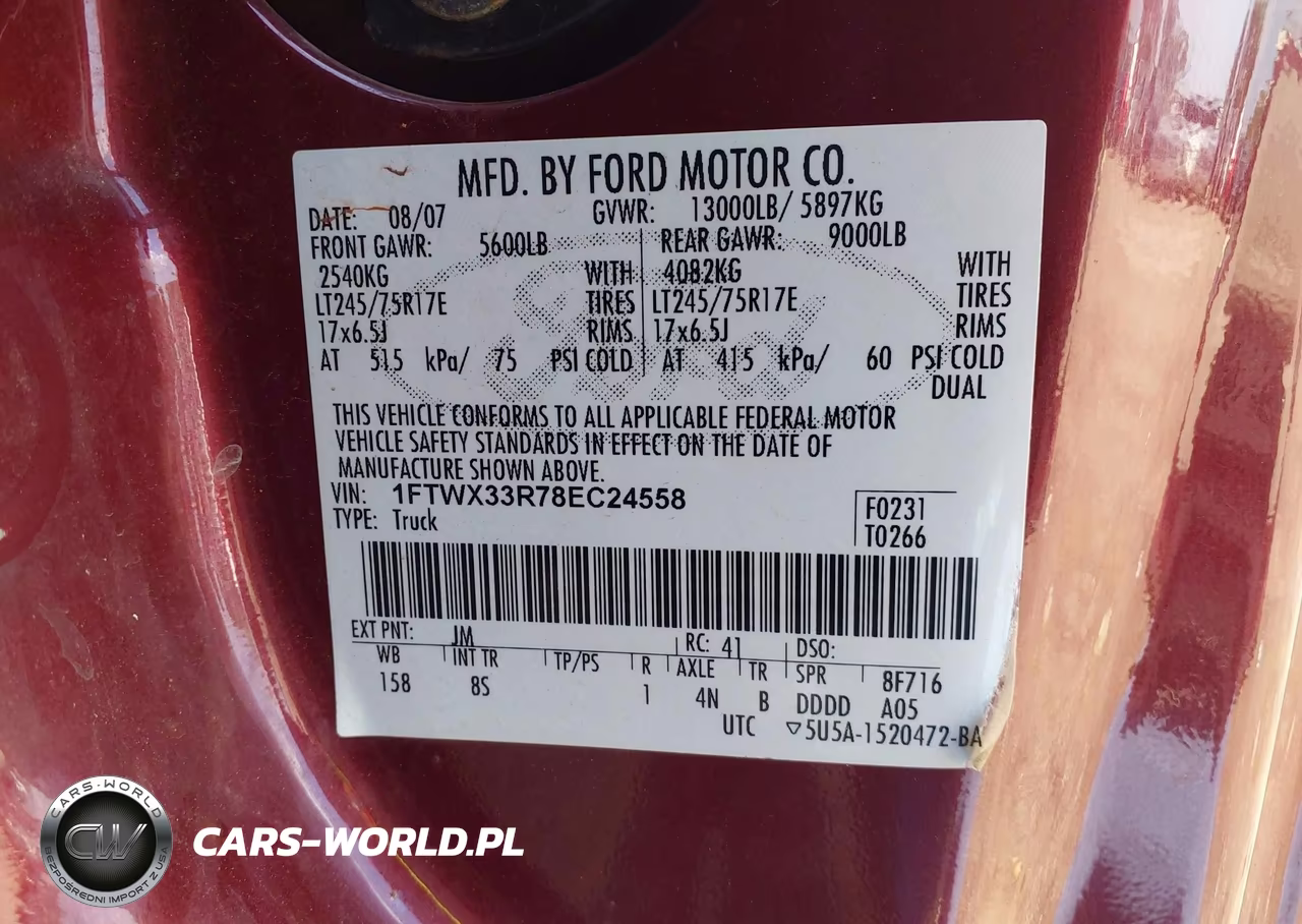 2008 Ford Super Duty F-350 Drw Fx4-Lariat-Xl-Xlt VIN:1FTWX33R78EC24558 - 8