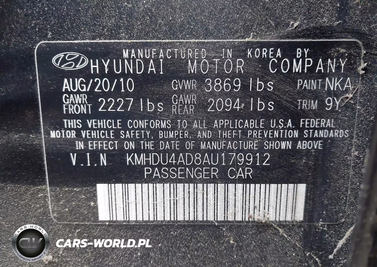 2010 Hyundai Elantra Gls VIN:KMHDU4AD8AU179912 - 9