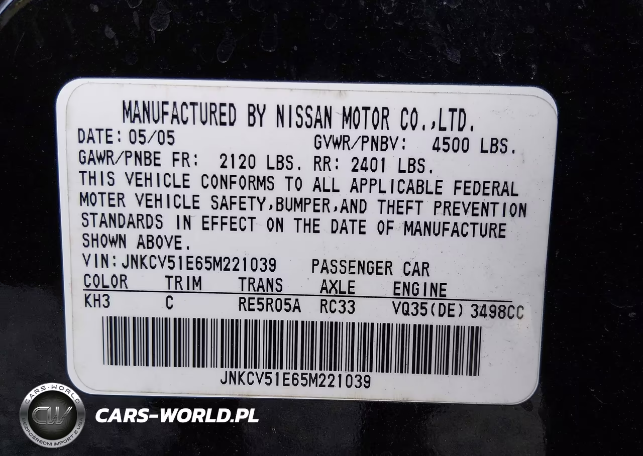 2005 Infiniti G35 VIN:JNKCV51E65M221039 - 9