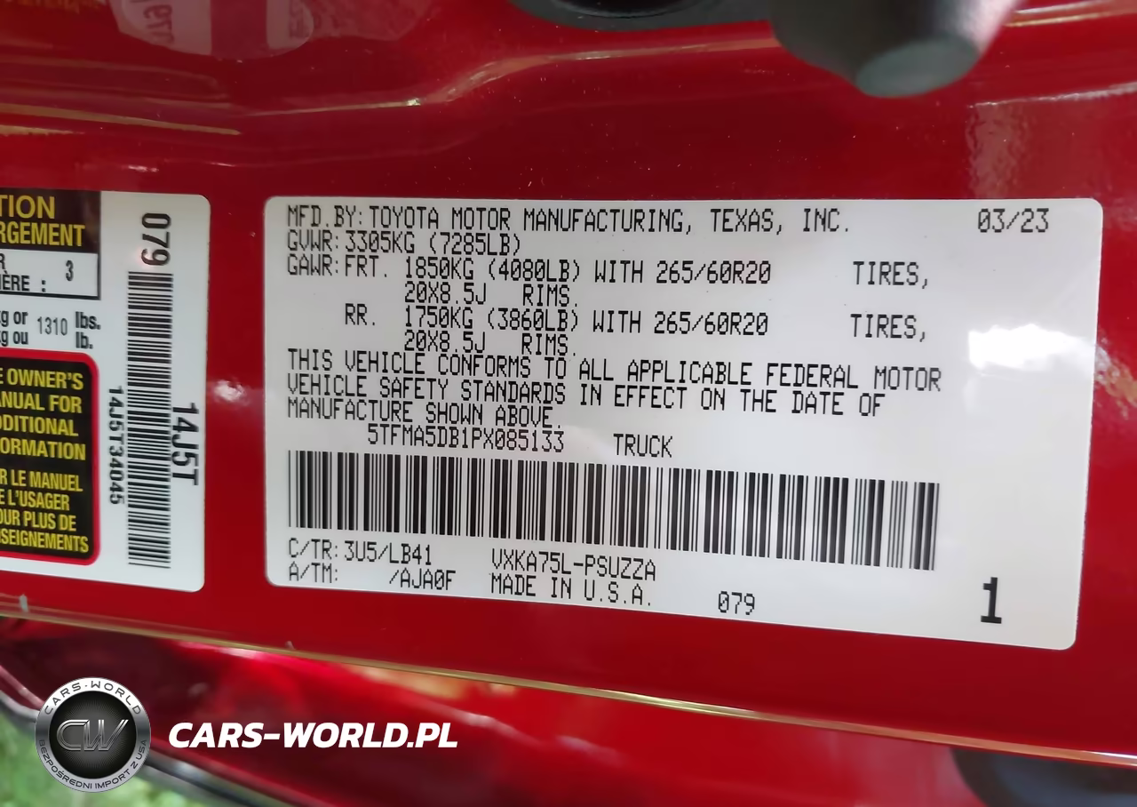 TOYOTA TUNDRA VIN:5TFMA5DB1PX085133 - 9