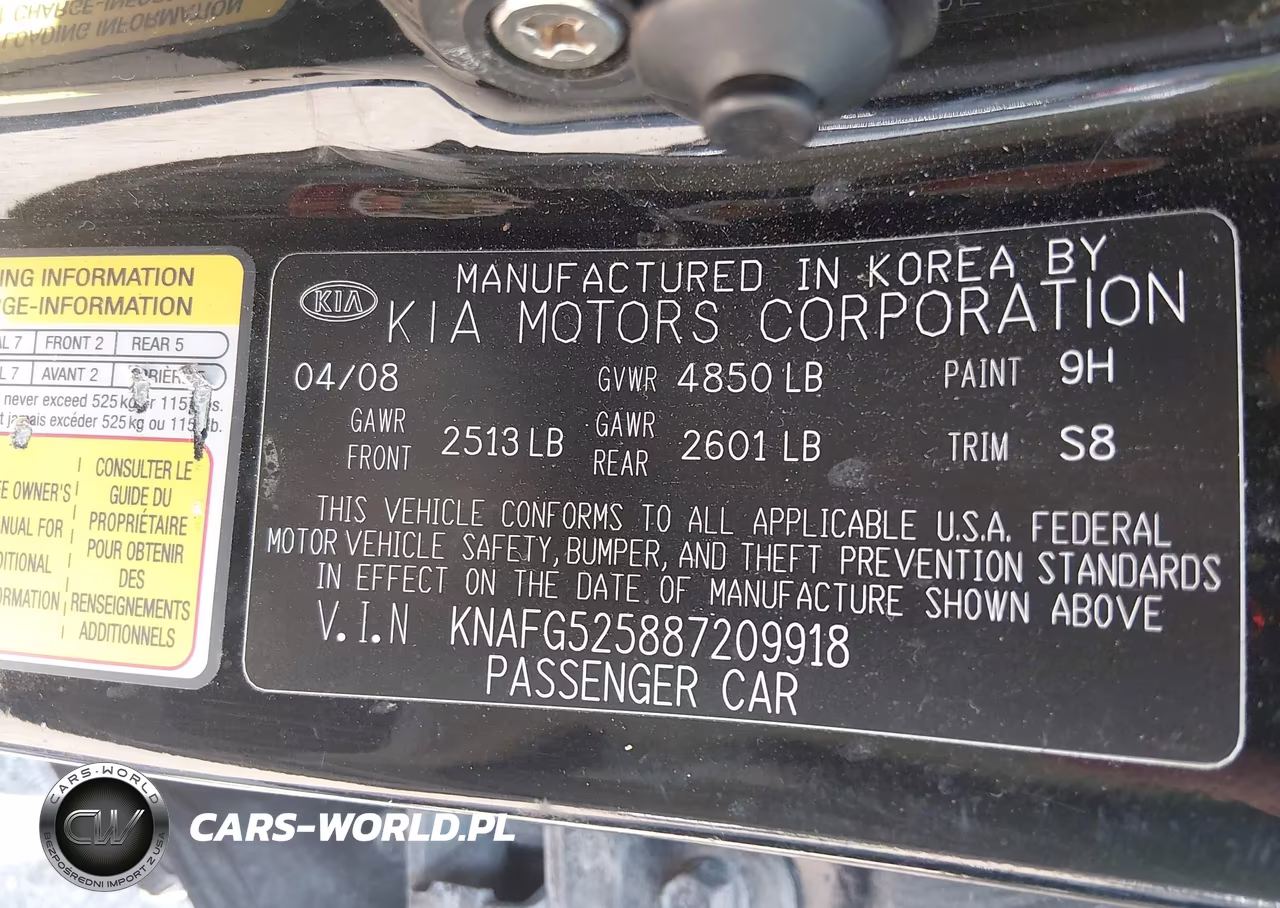 2008 Kia Rondo Lx VIN:KNAFG525887209918 - 9