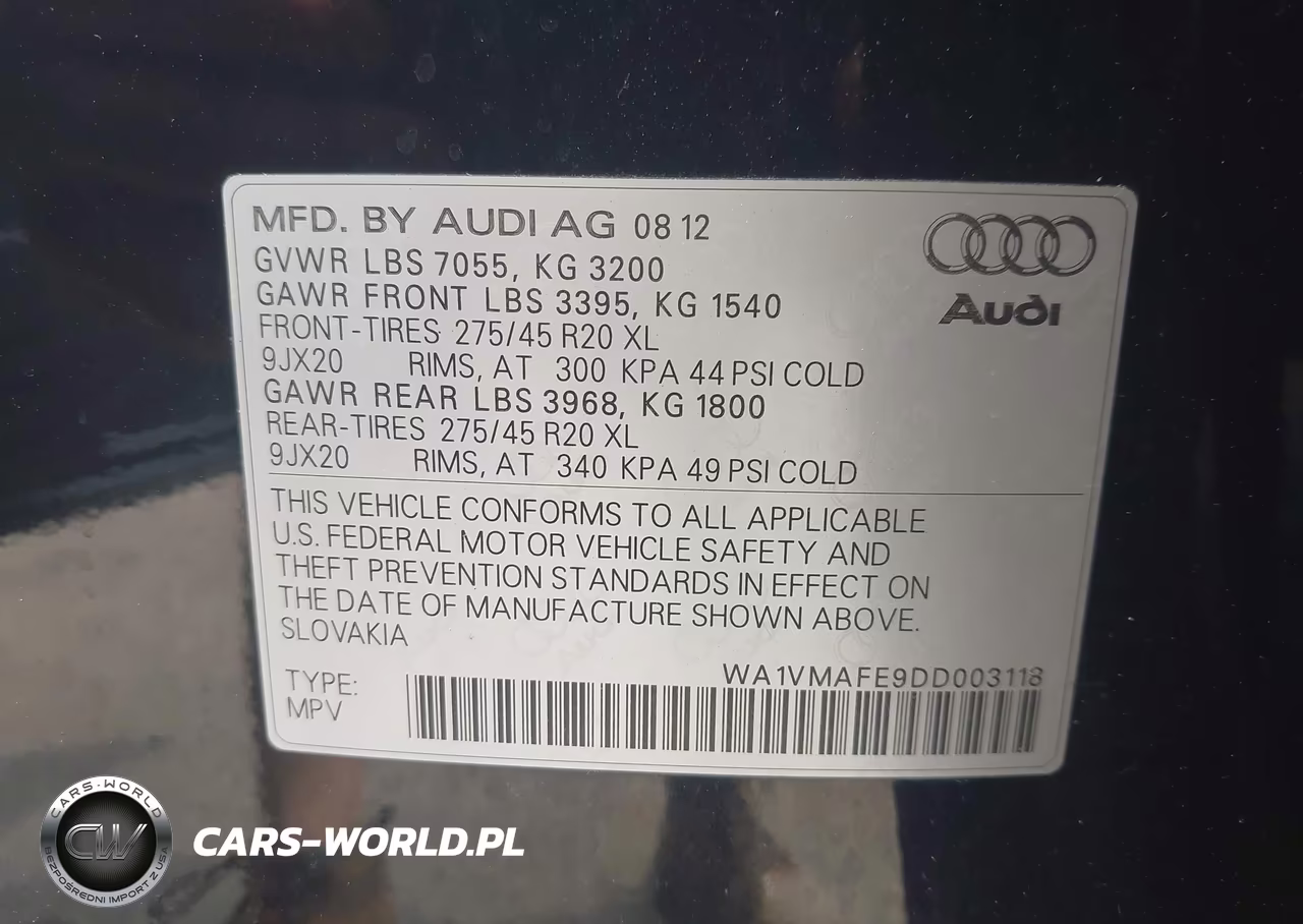 2013 Audi Q7 3.0 Tdi Premium VIN:WA1VMAFE9DD003118 - 9