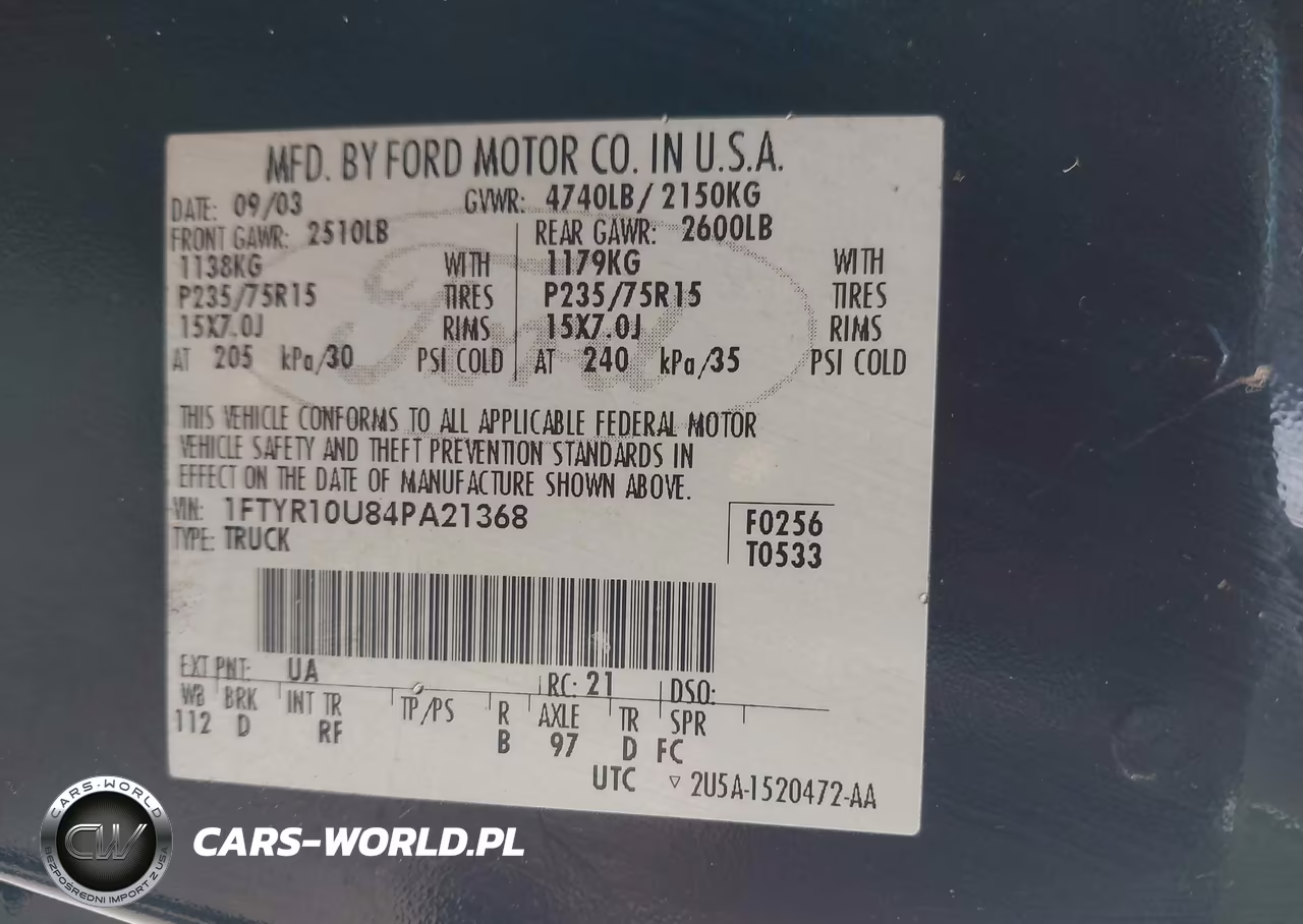 2004 Ford Ranger Edge-Xl-Xlt VIN:1FTYR10U84PA21368 - 9