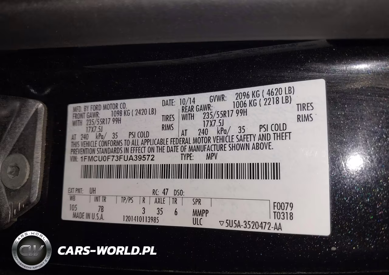 2015 Ford Escape S VIN:1FMCU0F73FUA39572 - 9