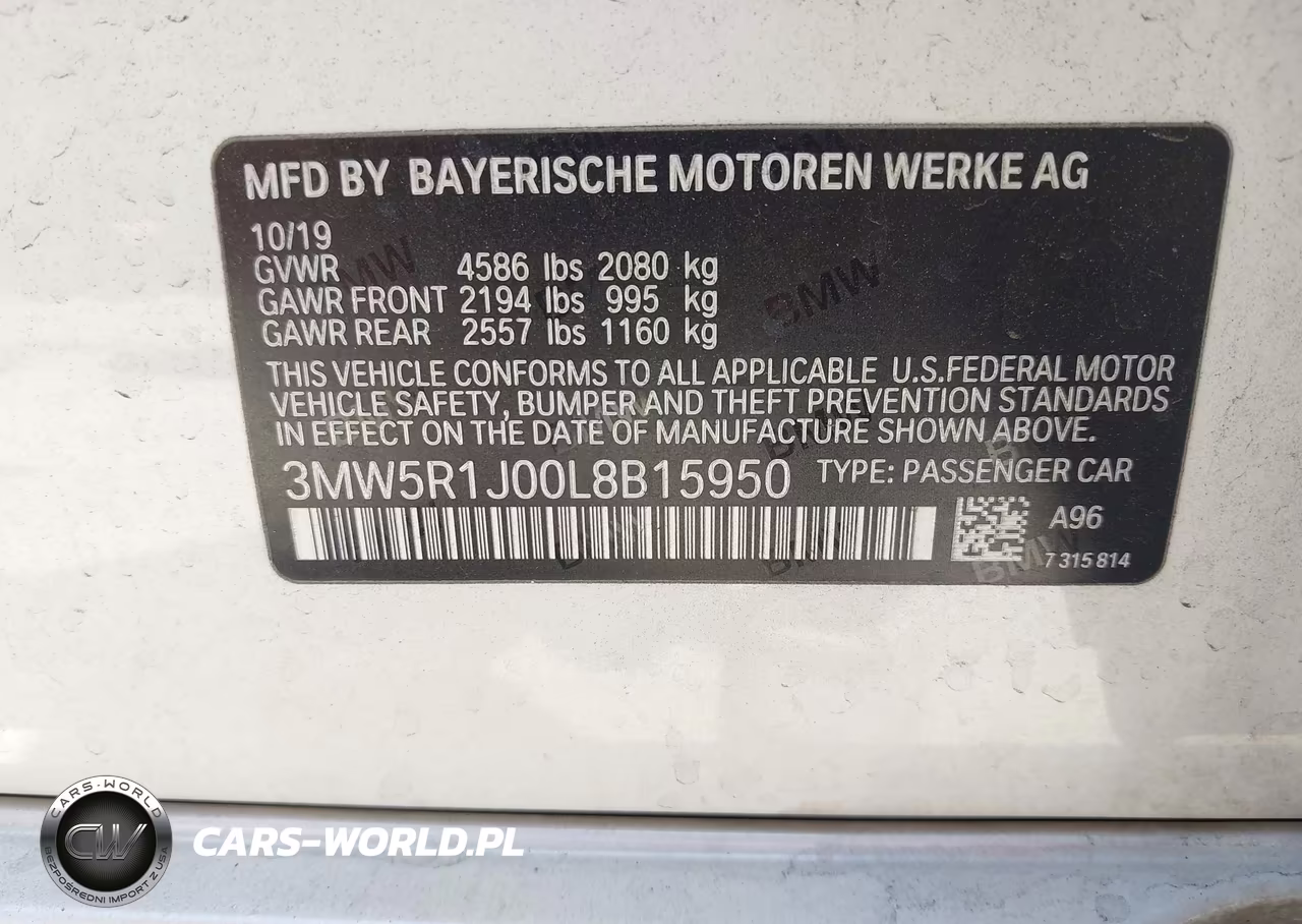 2020 BMW 330I VIN:3MW5R1J00L8B15950 - 9