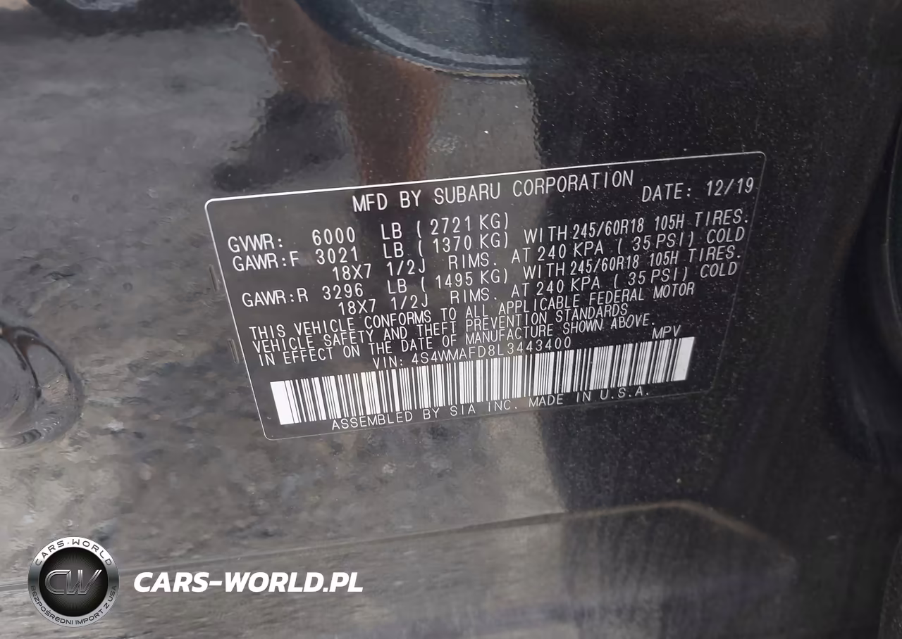 2020 Subaru Ascent Premium VIN:4S4WMAFD8L3443400 - 9