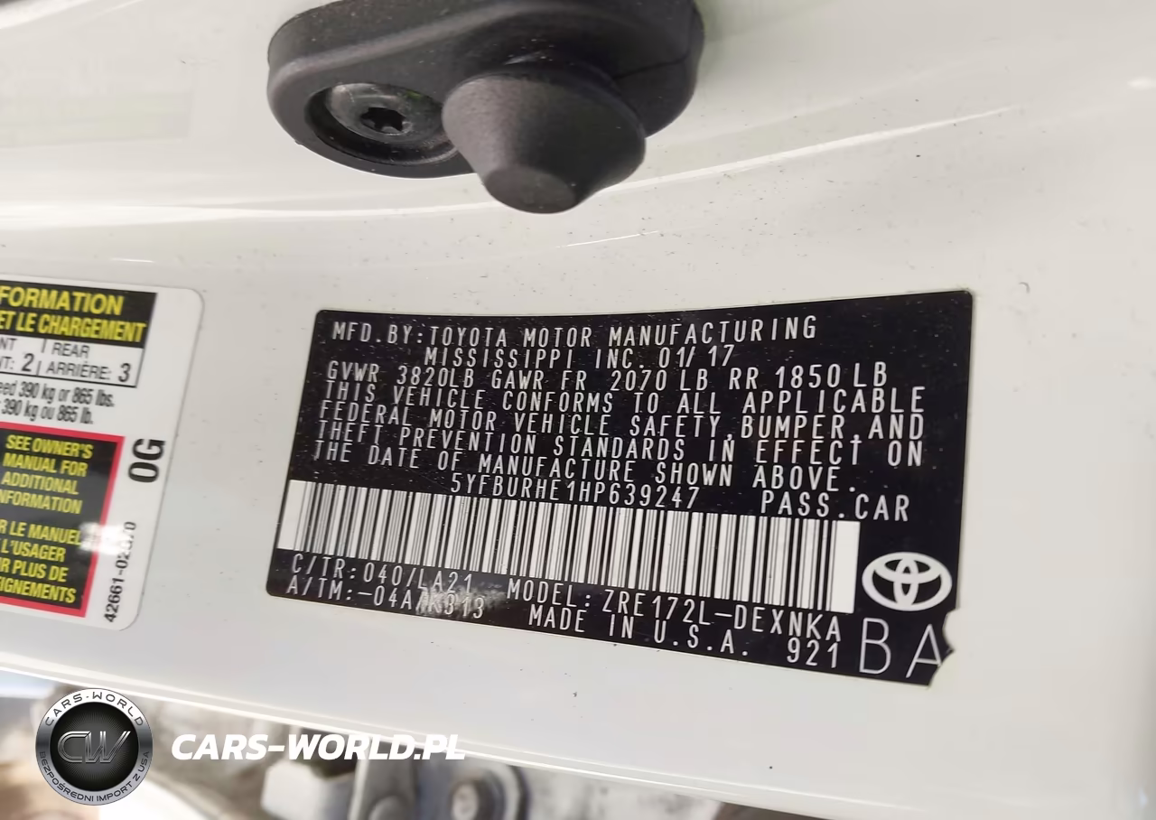 2017 Toyota Corolla Xle VIN:5YFBURHE1HP639247 - 9