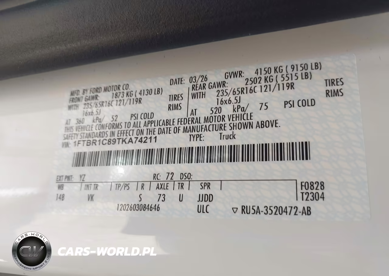 2026 Ford Transit-250 VIN:1FTBR1C89TKA74211 - 9