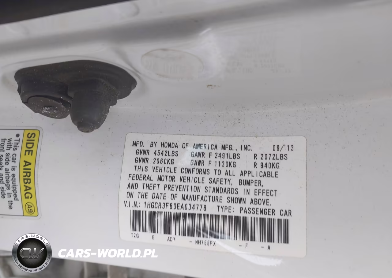 2014 Honda Accord Ex-L V-6 VIN:1HGCR3F80EA004778 - 9