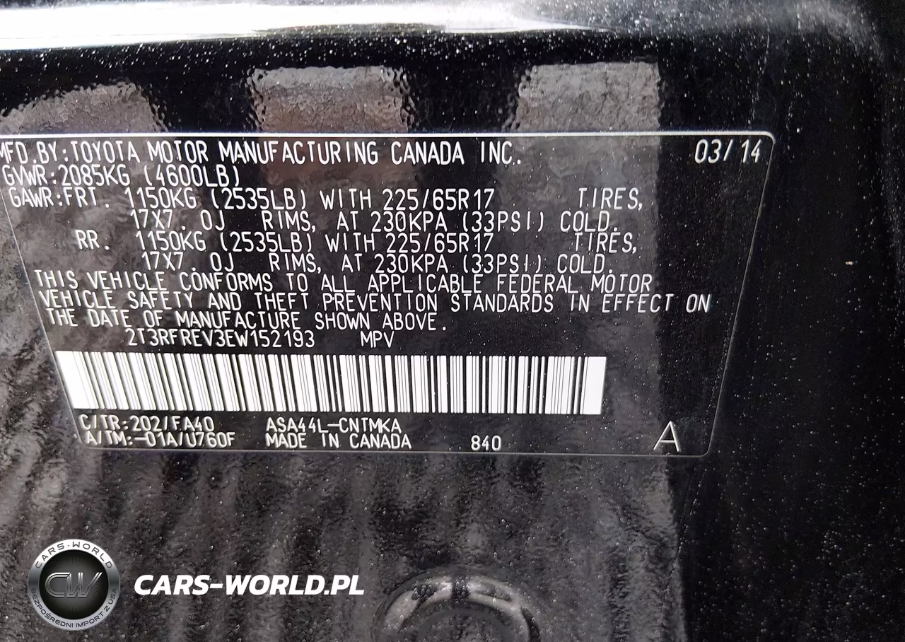 2014 Toyota Rav4 Xle VIN:2T3RFREV3EW152193 - 9