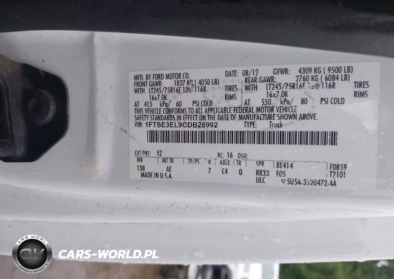 2012 Ford E-350 Super Duty Commercial VIN:1FTSE3EL9CDB28992 - 9