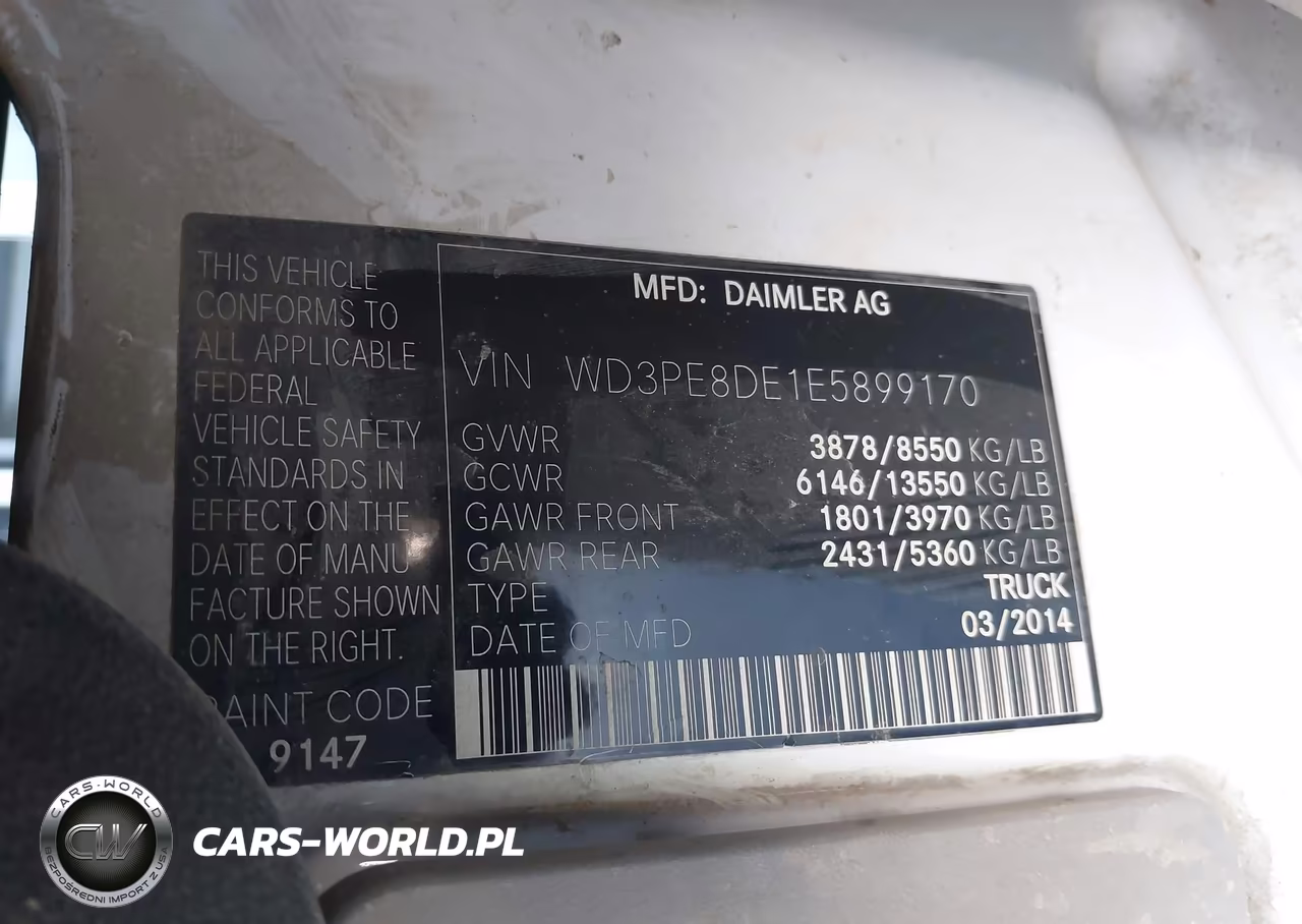 2014 Mercedes-Benz Sprinter 2500 High Roof VIN:WD3PE8DE1E5899170 - 9