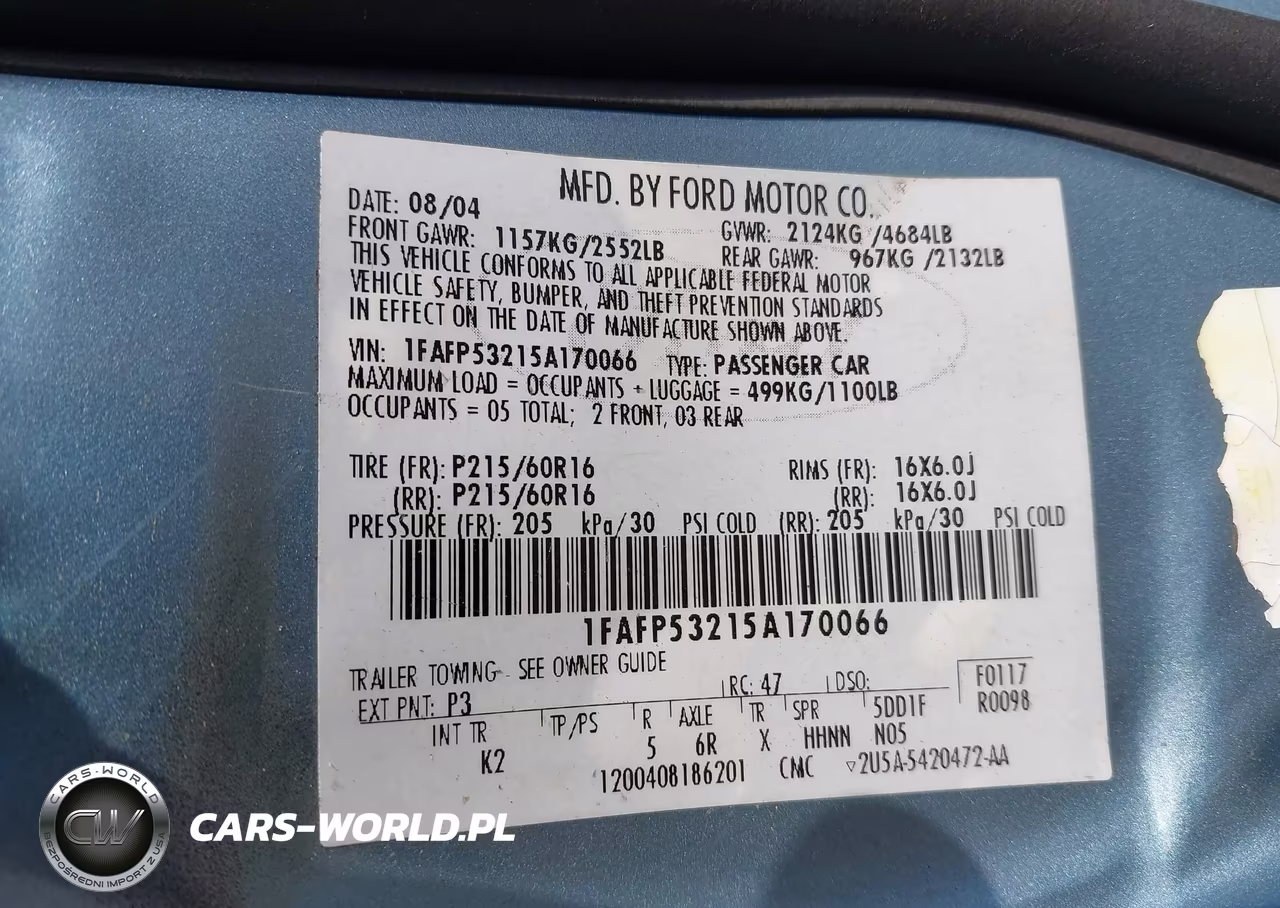 2005 Ford Taurus Se VIN:1FAFP53215A170066 - 9