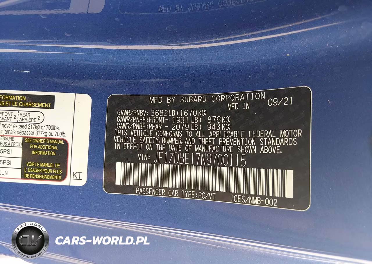 2022 Subaru Brz Limited VIN:JF1ZDBE17N9700115 - 9