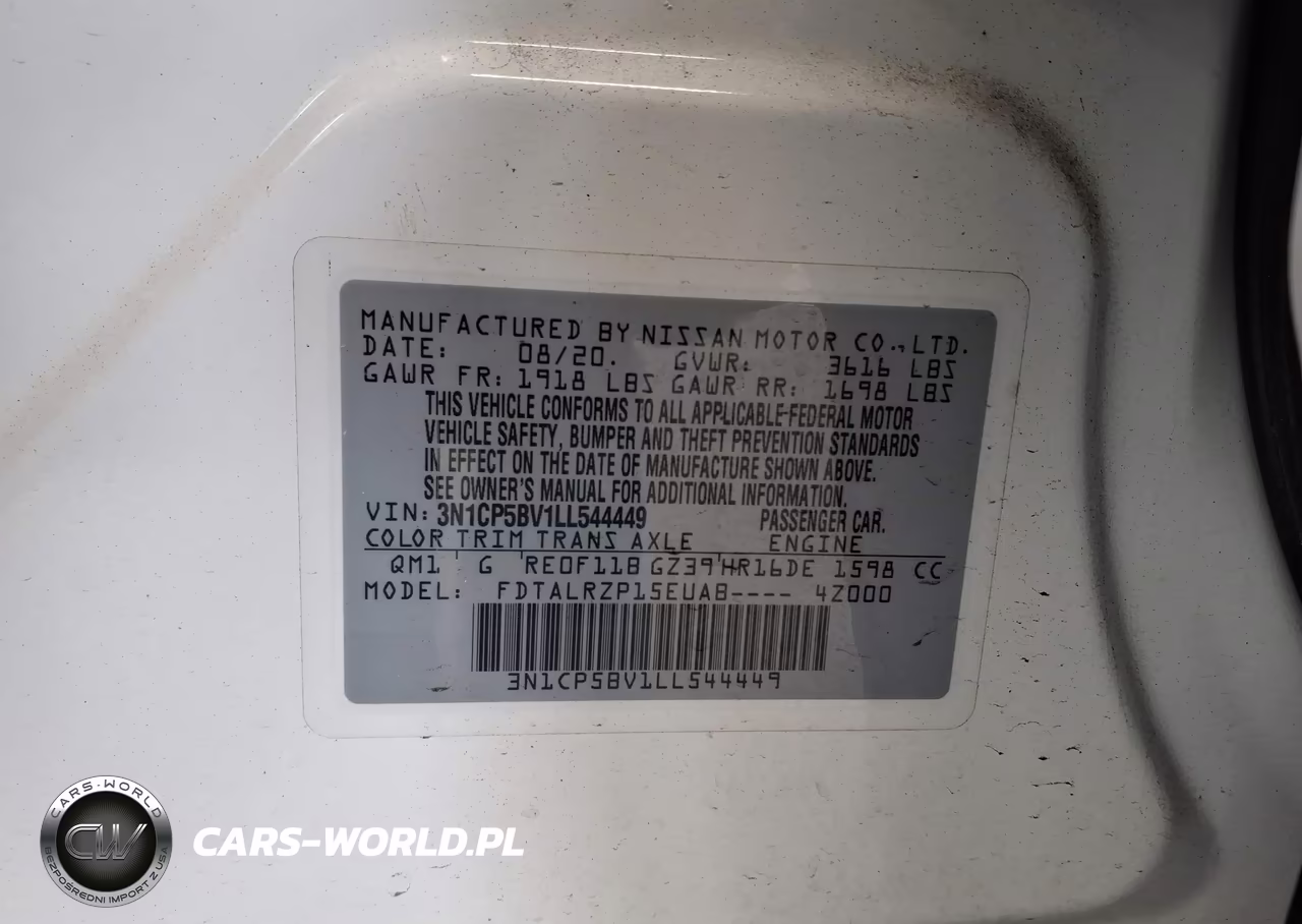 2020 Nissan Kicks S Xtronic Cvt VIN:3N1CP5BV1LL544449 - 9