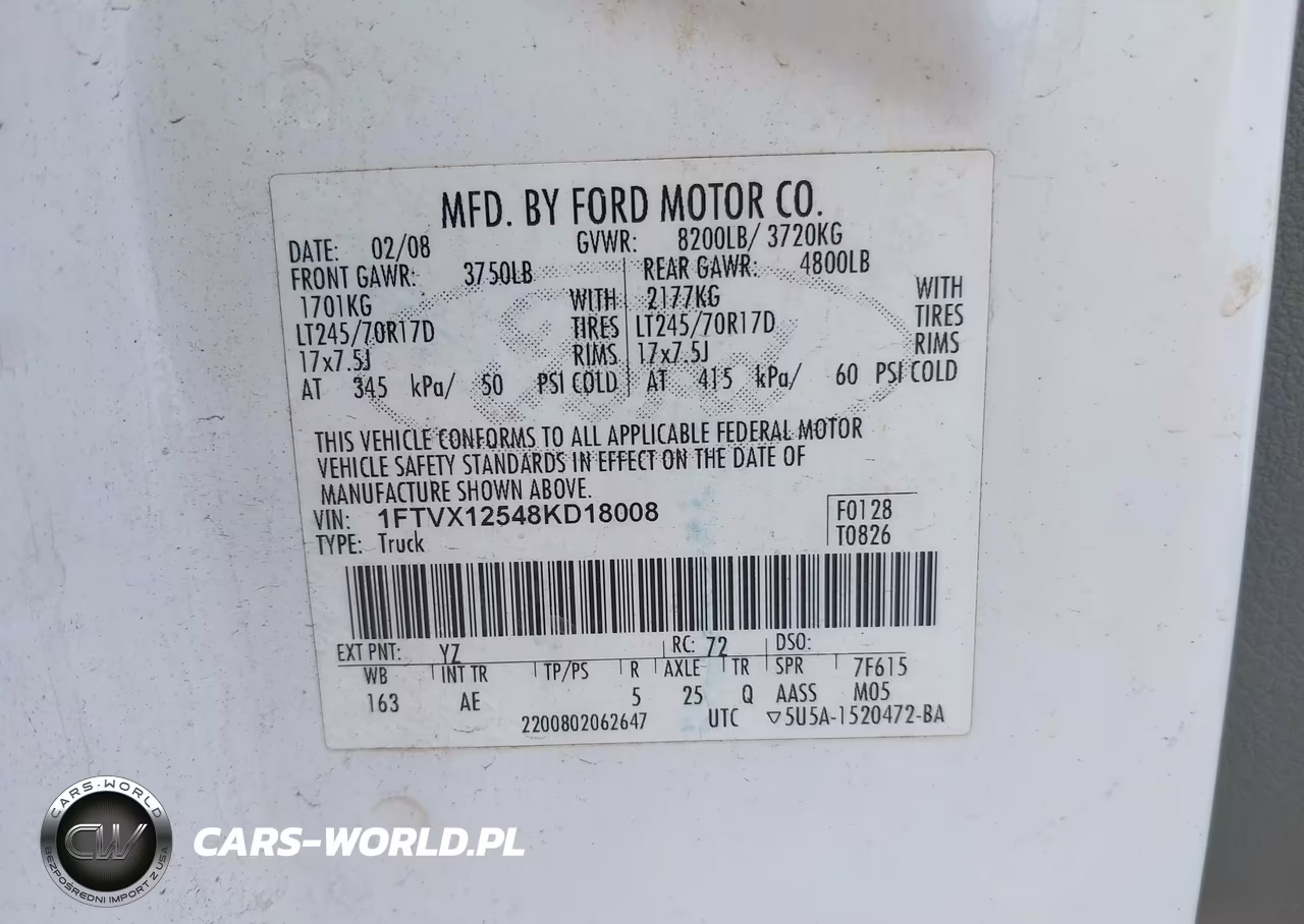 2008 Ford F-150 Xl-Xlt VIN:1FTVX12548KD18008 - 9