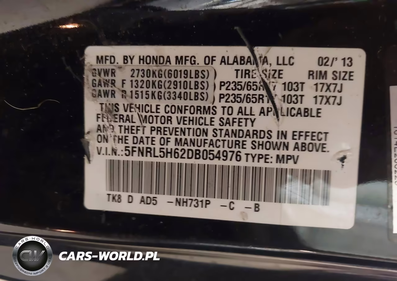 2013 Honda Odyssey Ex-L VIN:5FNRL5H62DB054976 - 9