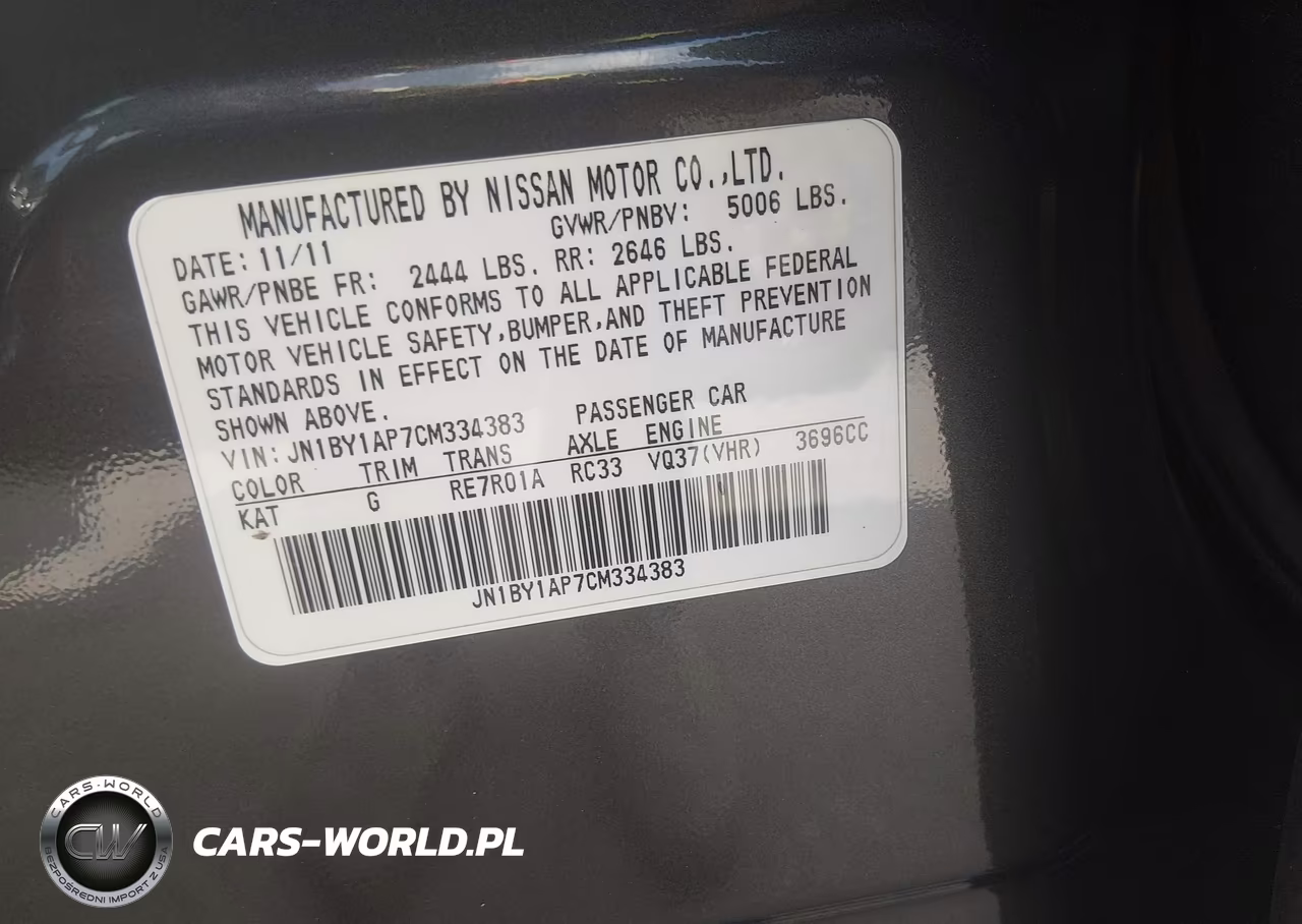 2012 Infiniti M37 VIN:JN1BY1AP7CM334383 - 9