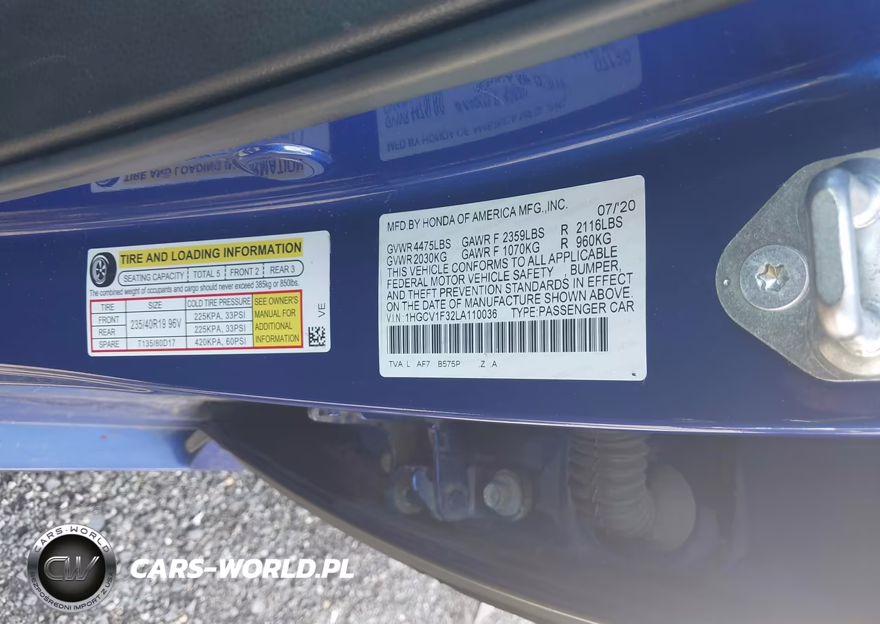 2020 Honda Accord Sport VIN:1HGCV1F32LA110036 - 9