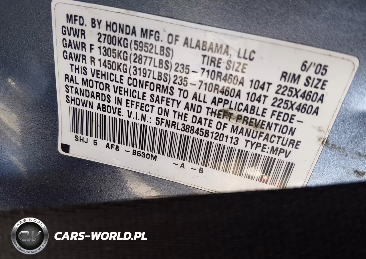 2005 Honda Odyssey Touring VIN:5FNRL38845B120113 - 9