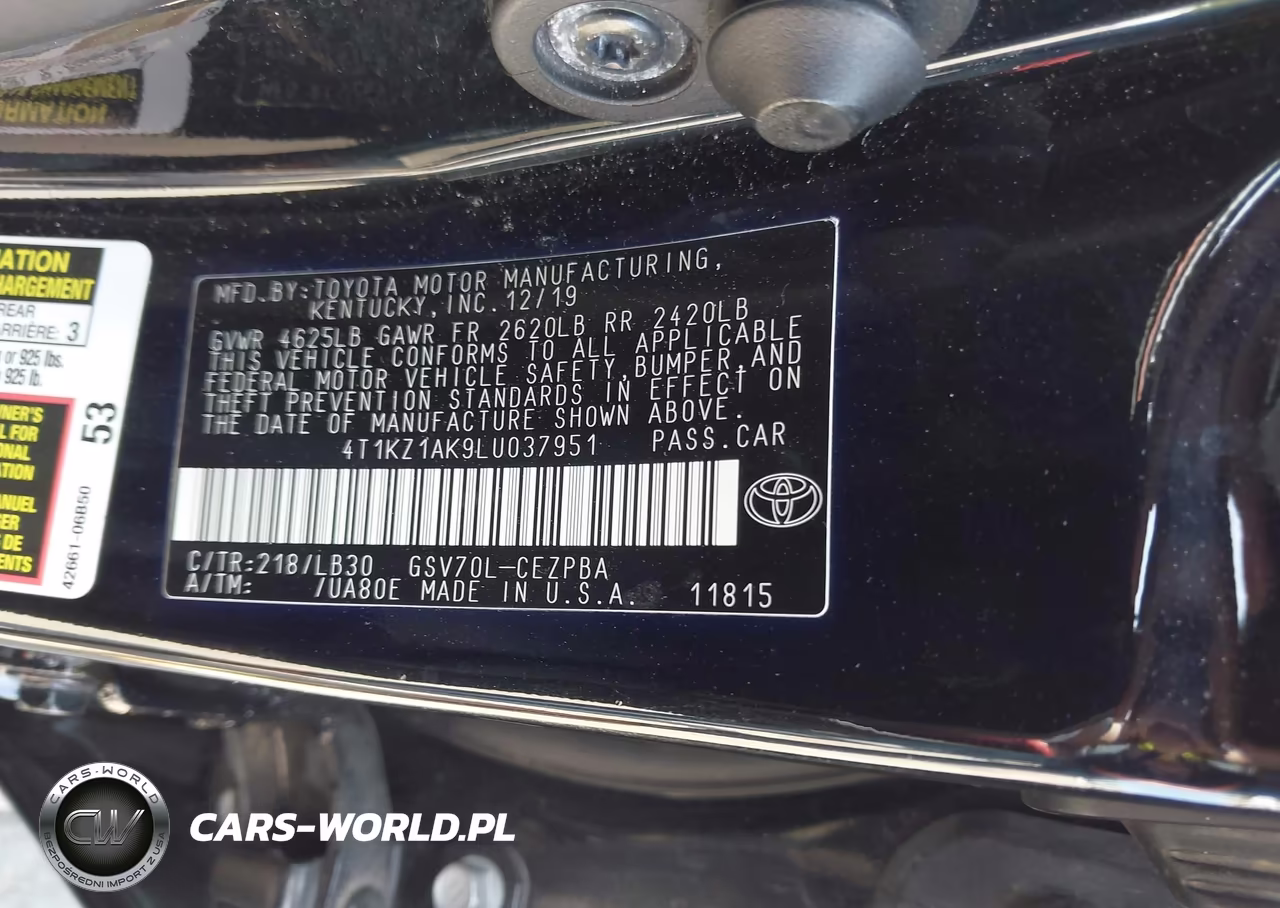 2020 Toyota Camry Xse V6 VIN:4T1KZ1AK9LU037951 - 9