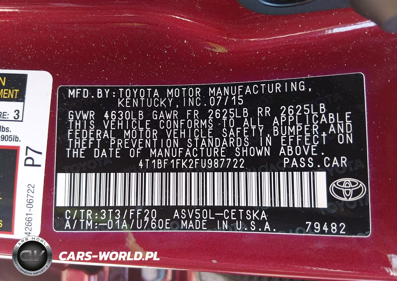 2015 Toyota Camry Se VIN:4T1BF1FK2FU987722 - 9