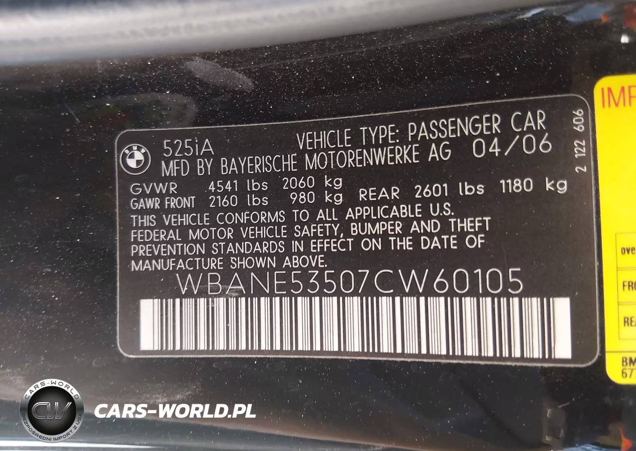2007 BMW 525I VIN:WBANE53507CW60105 - 9