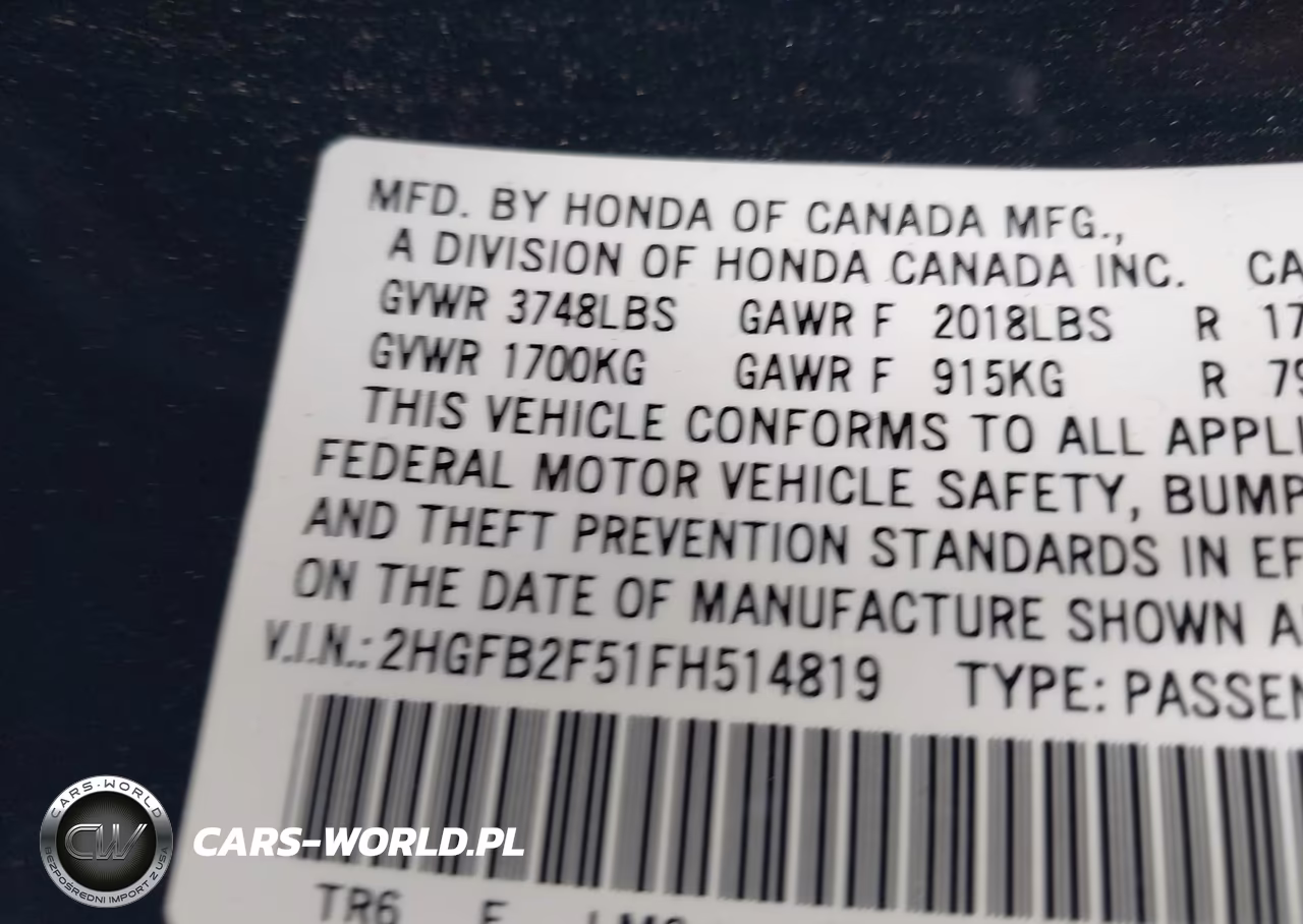 2015 HONDA CIVIC LX VIN:2HGFB2F51FH514819 - 9