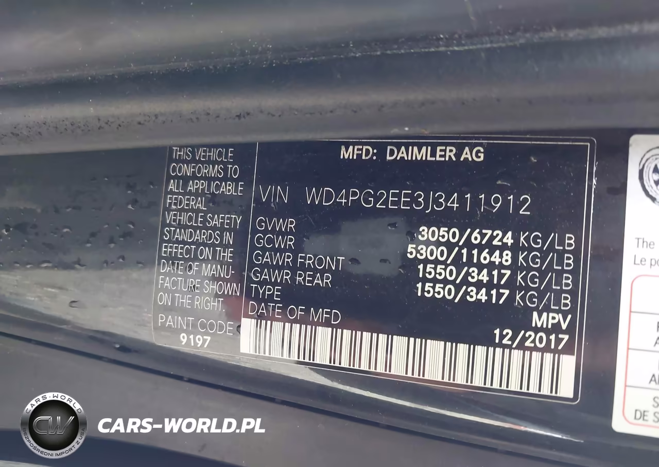 2018 Mercedes-Benz Metris VIN:WD4PG2EE3J3411912 - 9