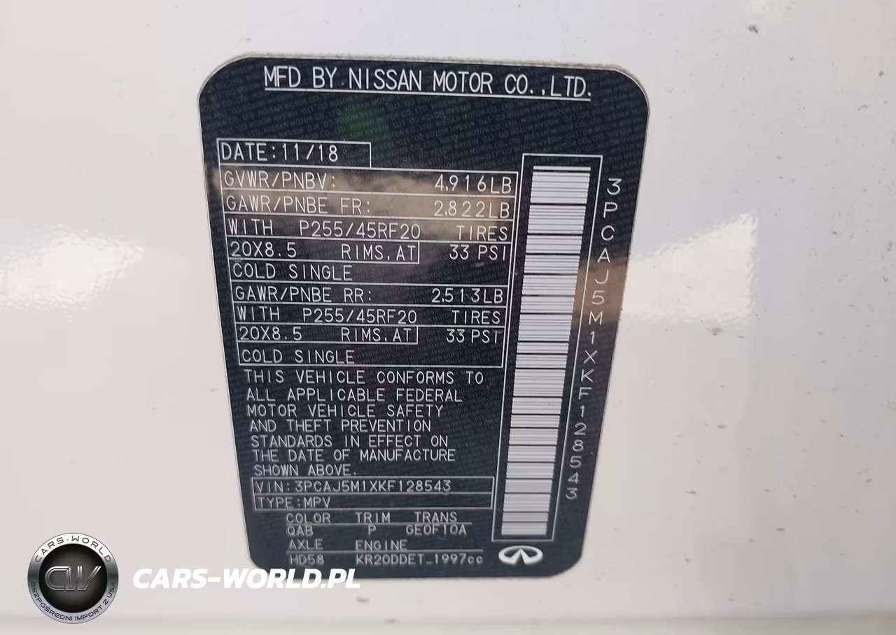 2019 Infiniti Qx50 Essential VIN:3PCAJ5M1XKF128543 - 9