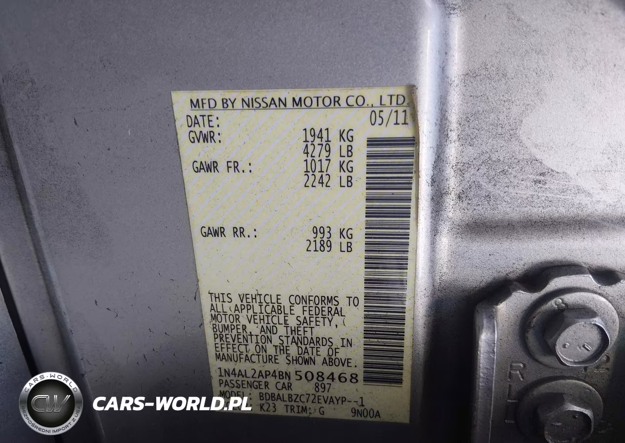 2011 Nissan Altima 2.5 S VIN:1N4AL2AP4BN508468 - 9