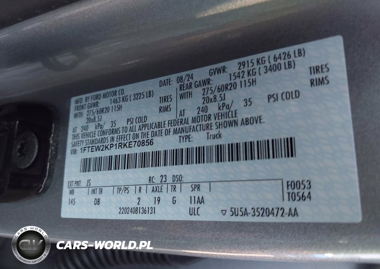 2024 Ford F-150 Stx VIN:1FTEW2KP1RKE70856 - 9