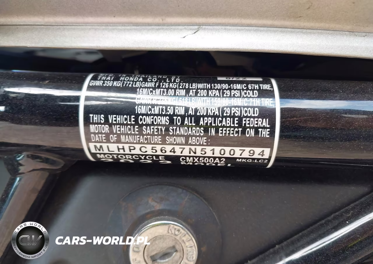 2022 Honda Cmx500 A2 VIN:MLHPC5647N5100794 - 10
