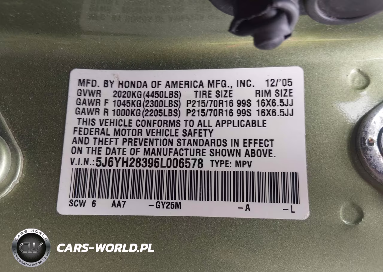 2006 Honda Element Lx VIN:5J6YH28396L006578 - 9