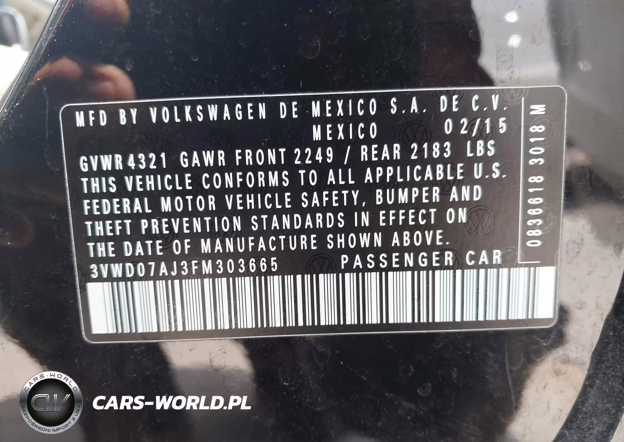 2015 Volkswagen Jetta 1.8T Se VIN:3VWD07AJ3FM303665 - 9