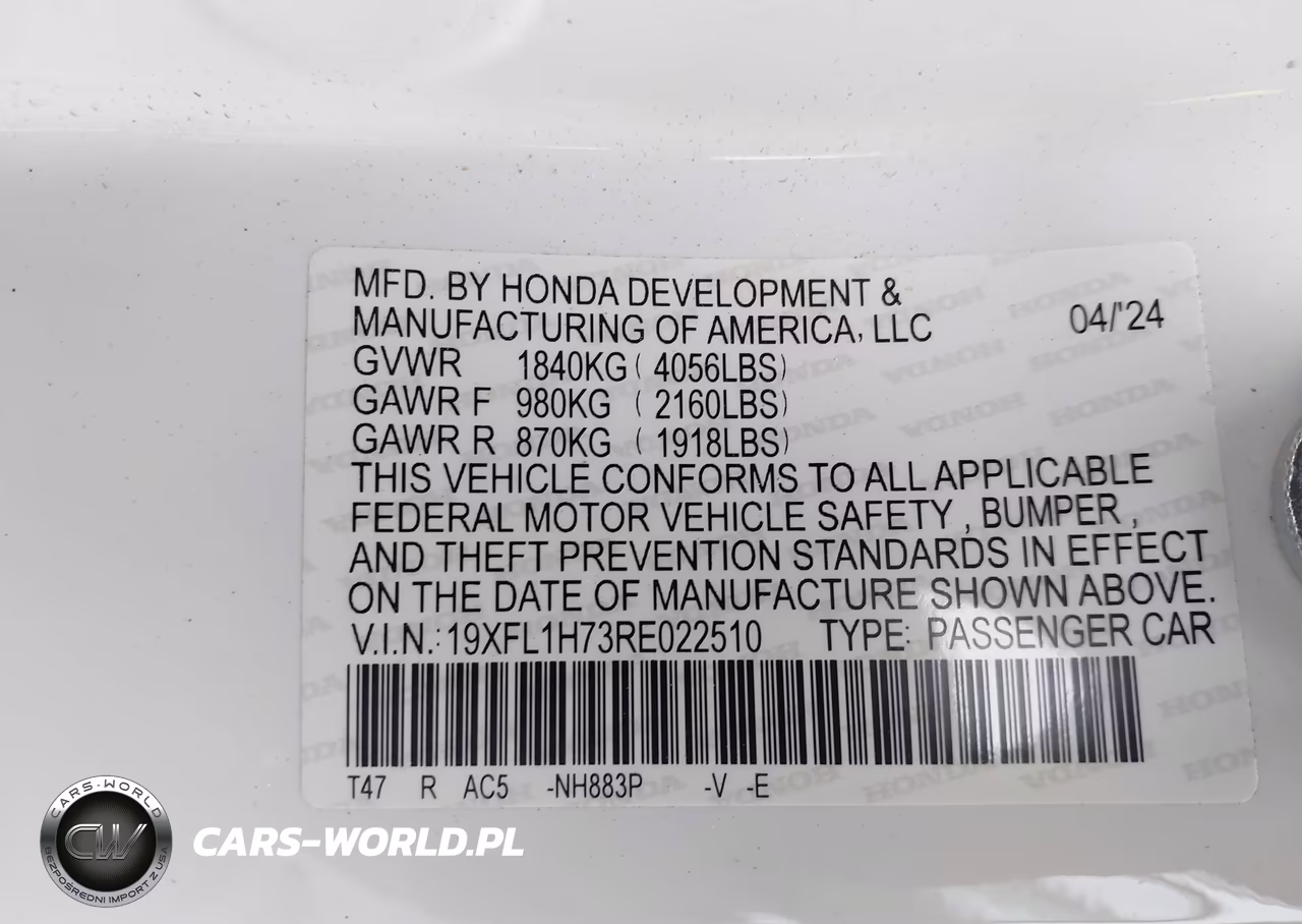 2024 Honda Civic Ex-L VIN:19XFL1H73RE022510 - 9