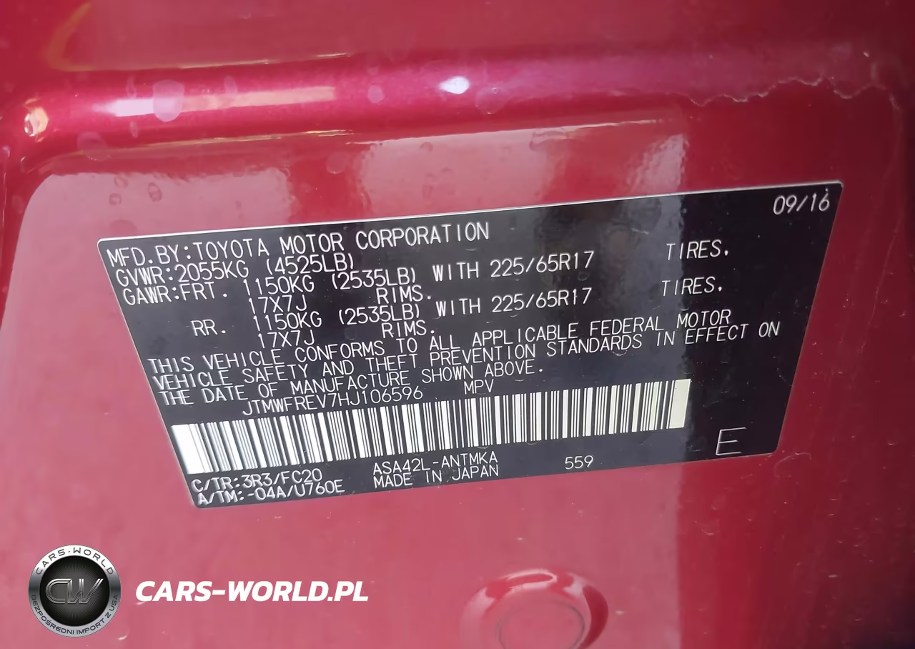 2017 Toyota Rav4 Xle VIN:JTMWFREV7HJ106596 - 9