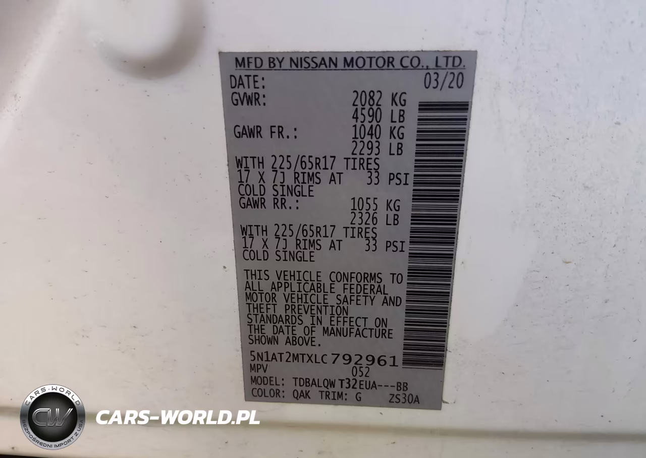 2020 Nissan Rogue Sv Fwd VIN:5N1AT2MTXLC792961 - 9