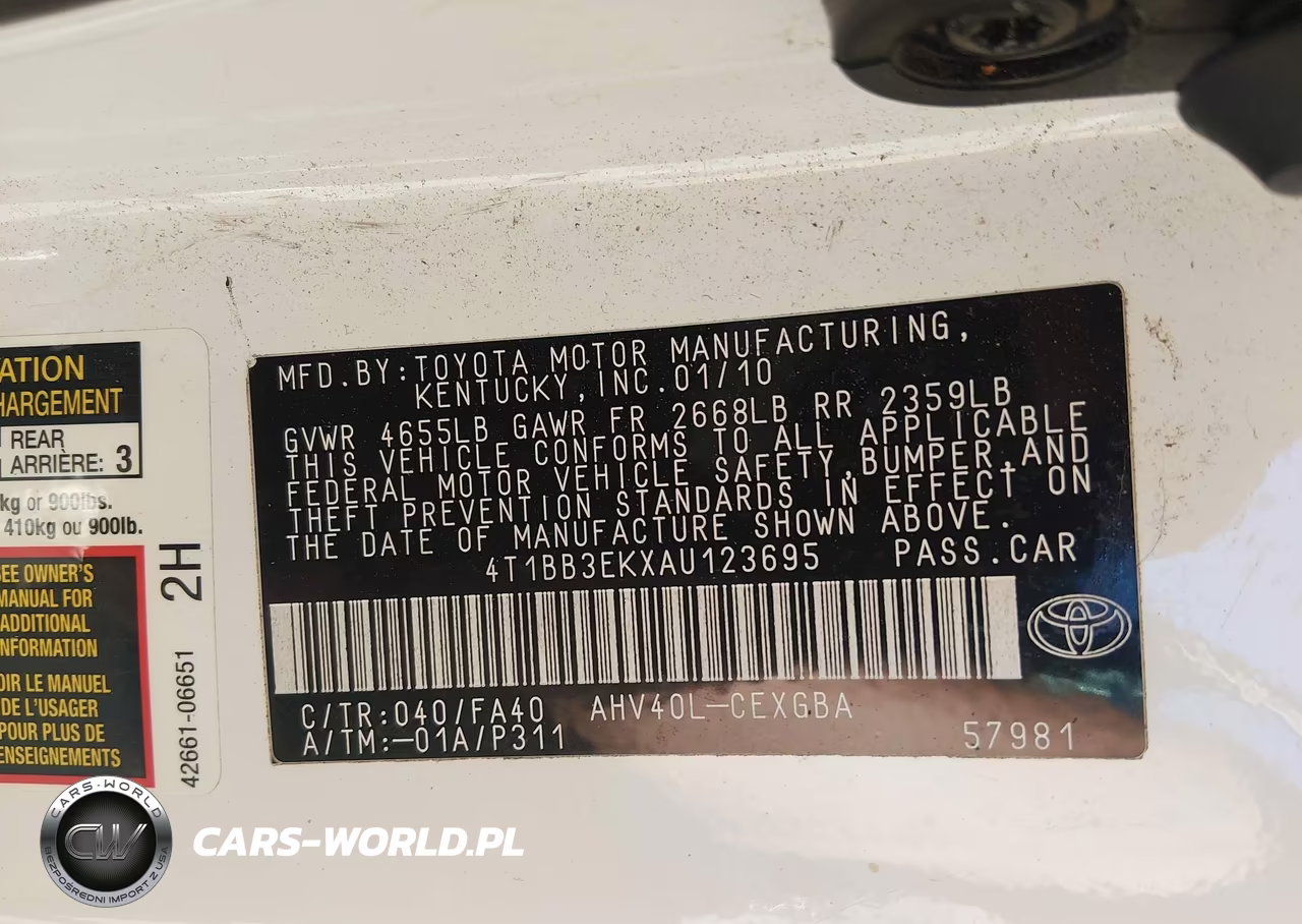 2010 Toyota Camry Hybrid VIN:4T1BB3EKXAU123695 - 9