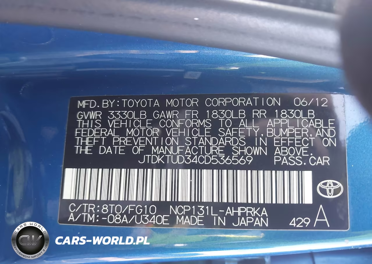 2012 Toyota Yaris L VIN:JTDKTUD34CD536569 - 9